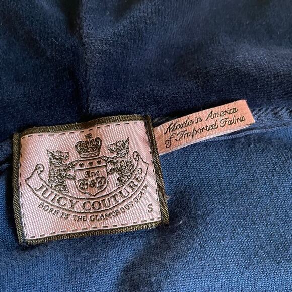 Vintage Y2K Juicy Couture KARMA Heart Velour Track Jacket Hoodie Small Blue USA - Picture 6 of 10